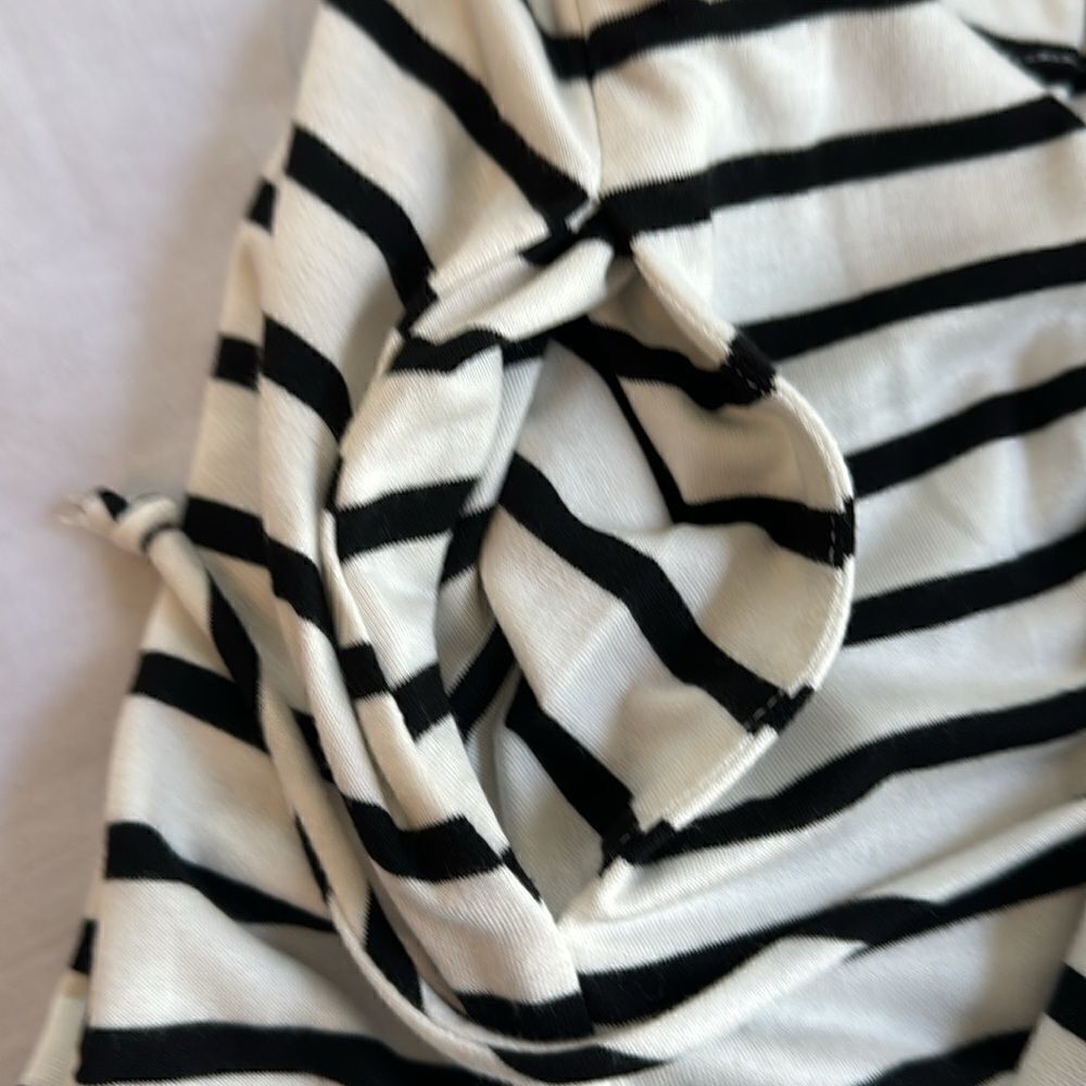 Gibson Como Knit dress Black White Stripe jersey sleeveless belted dress M - Picture 10 of 11